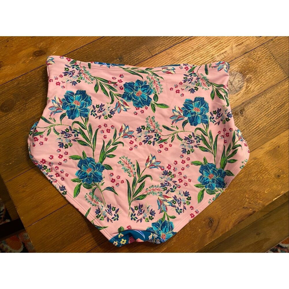 NWT Floral High-Waist Bikini Set - Blue & Pink - Picture 3 of 9